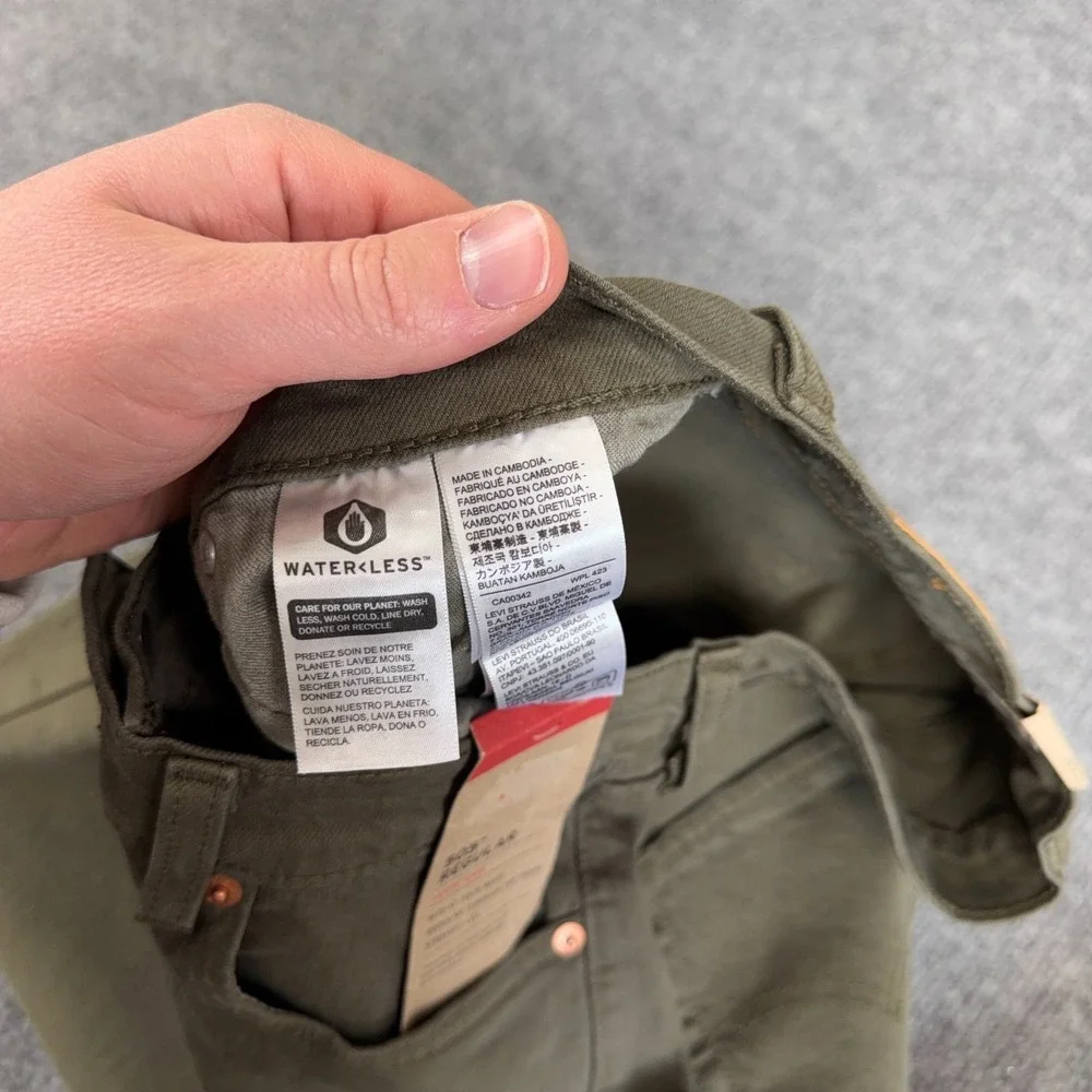 Levis 505 Jeans Men 30x30 Army Olive Green‎ Denim 5 Pocket Straight Leg Stretch